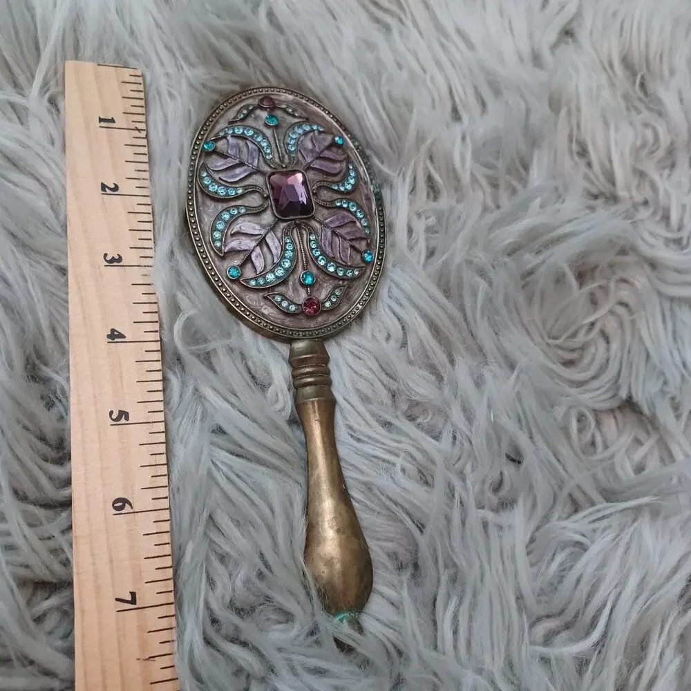 Alexander Kalifano Enameled Jeweled Decorative Butterflies Hand Held Mirror